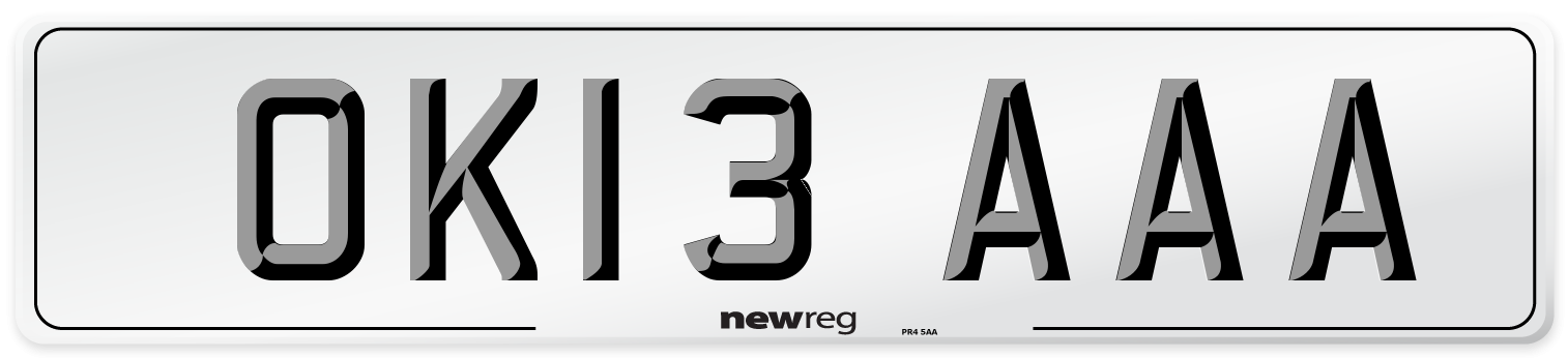 OK13 AAA Number Plate from New Reg